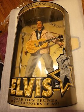Vintage Elvis Presley Collector's Musical Doll with Guitar - Gold, Black, White